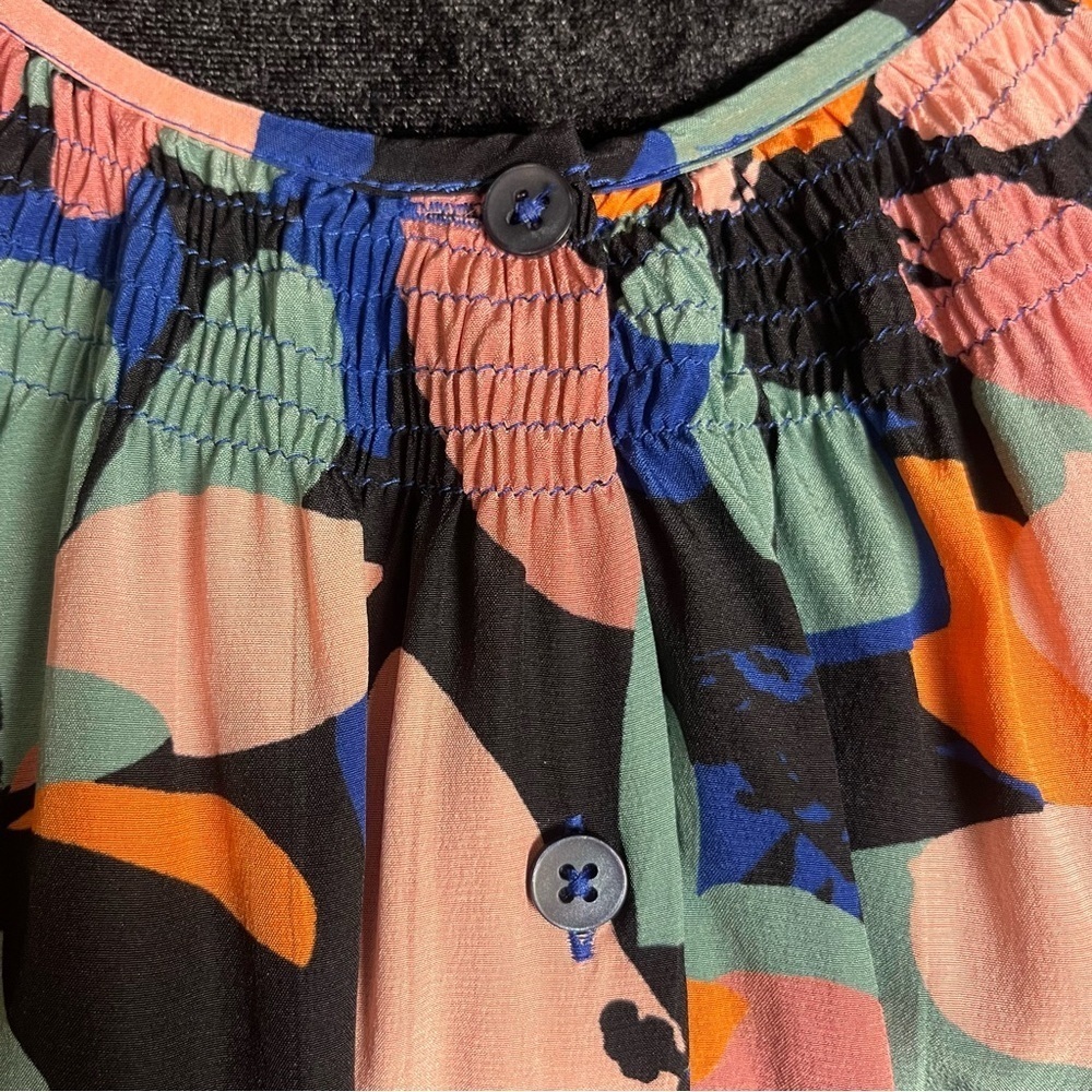 Tucker by Gaby Basora Silk Blouse – Abstract Floral Print, Size Large - Picture 7 of 10